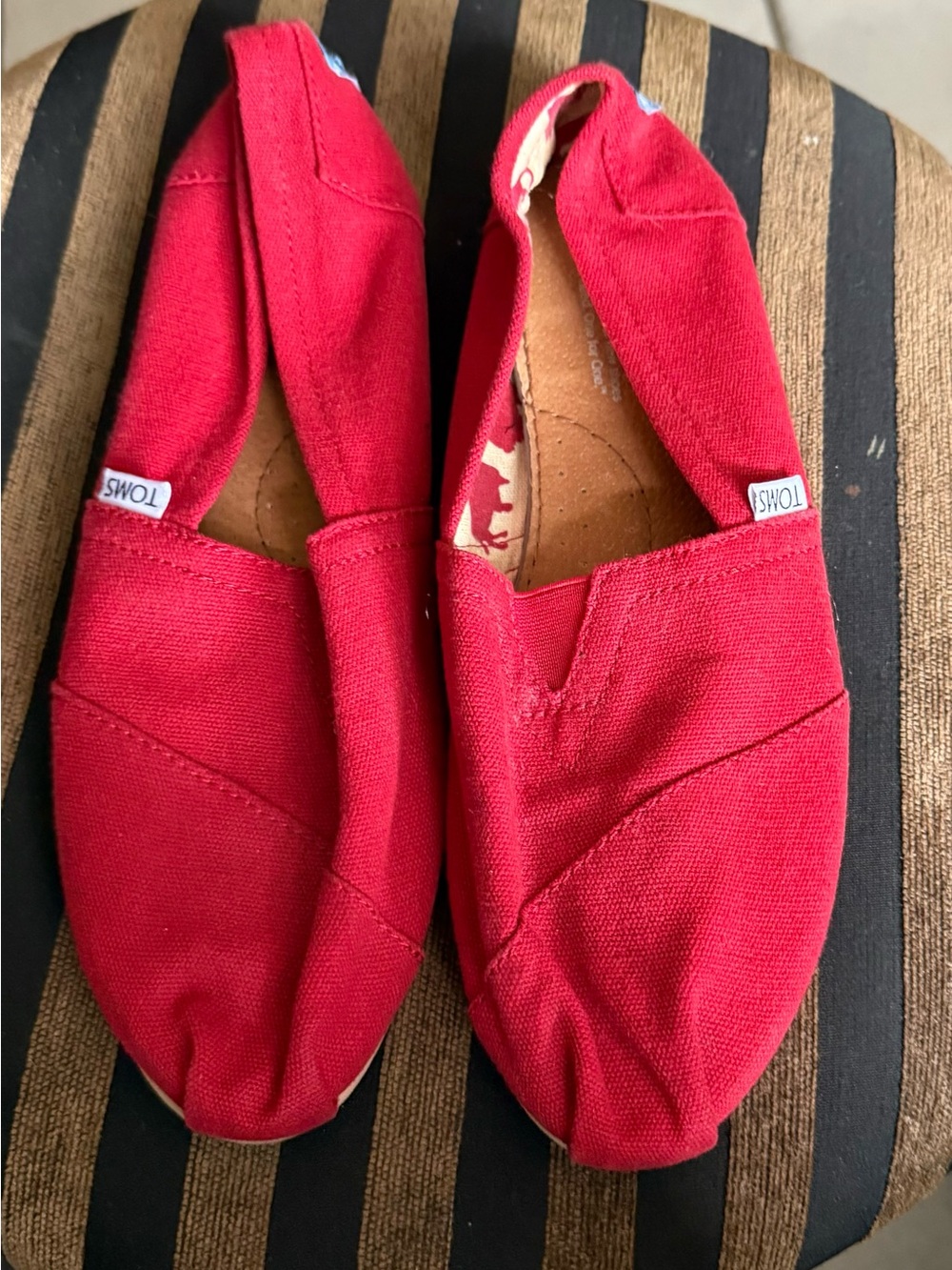 Toms Canvas Slip-On Shoes in Bright Red
